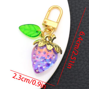 Er1705-1 transparent purple strawberry u-shaped door buckle keychain-7.3g