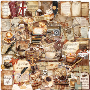 Wholesale 50pcs vintage coffee-colored waterproof vinyl stickers