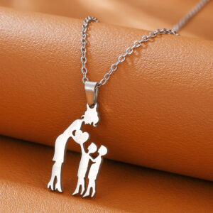 Mom + 2 sons / Mother's day stainless steel necklace