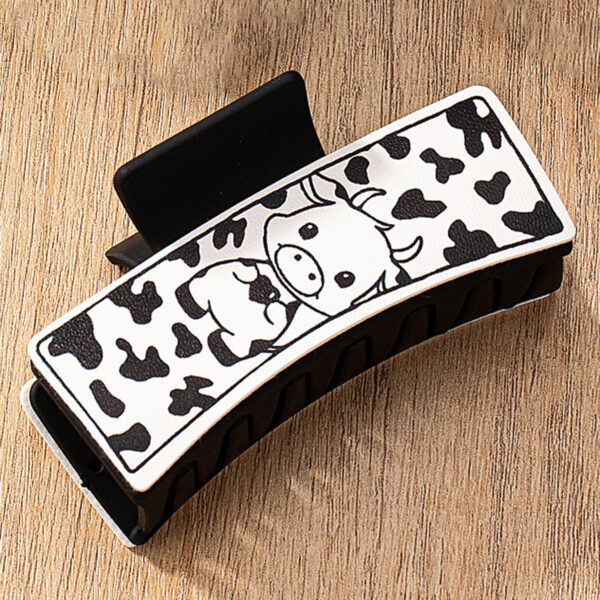 Wholesale Fashion PU Leather Western Wind Cow Pattern Printed Hair Clip