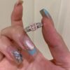 Wholesale Vintage Pink Sugar Cube Small Diamond Ring for Women, Socialite Style