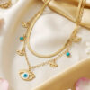 Wholesale True gold electroplated turquoise Devil's Eye necklace