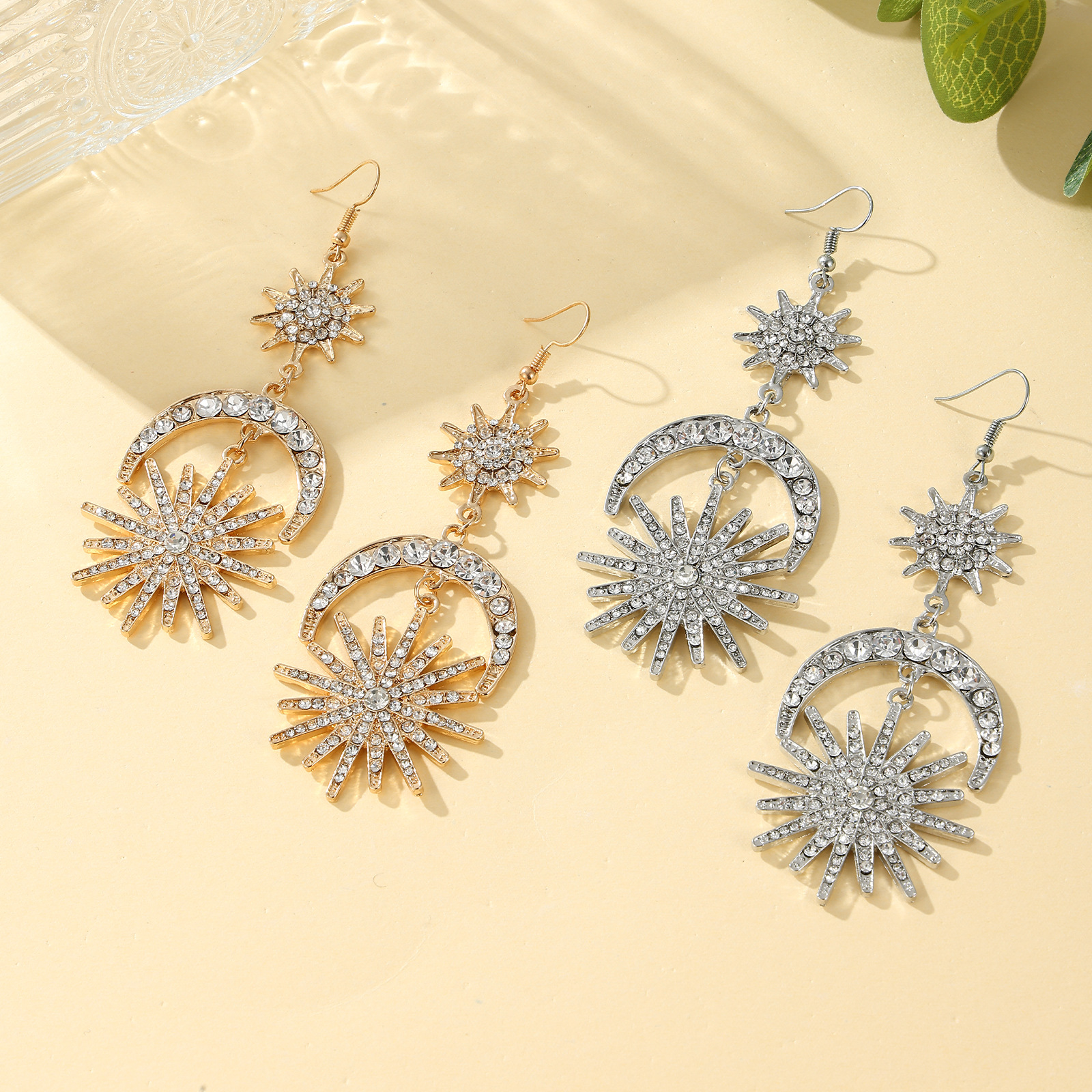 Wholesale Goddess Earrings with Diamonds, Sun, Eight-inted Star, Moon, Romantic Earrings