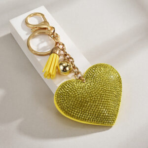 Lemon yellow / Keychain + heart tassel