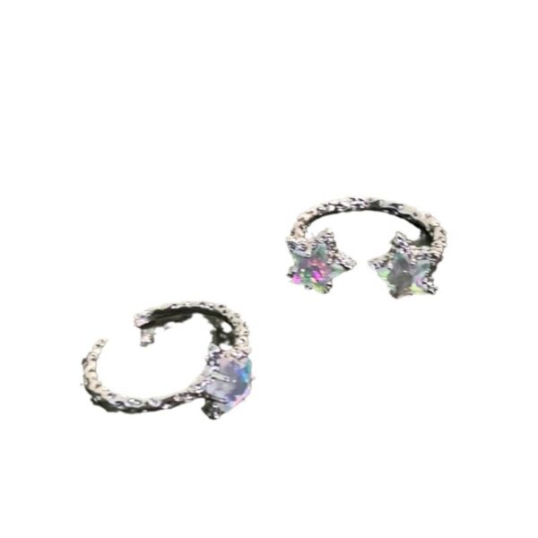 Wholesale Five pointed star studded diamond pleated open ring