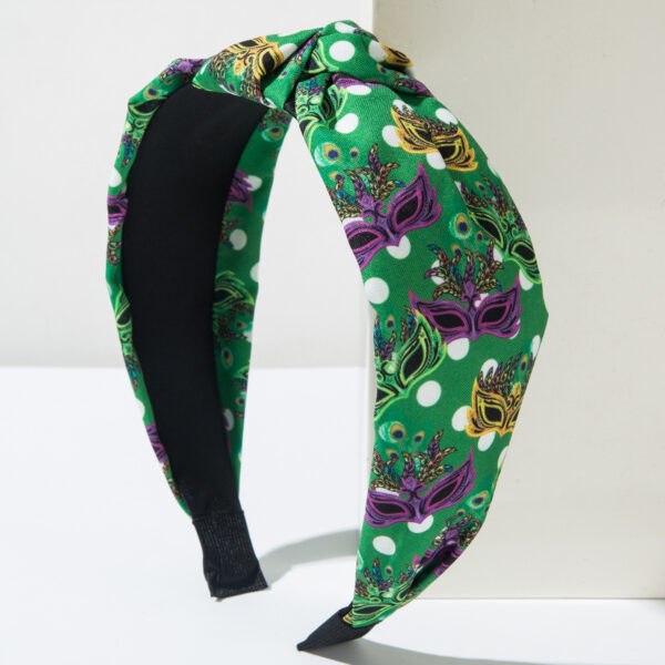 Wholesale Carnival fabric knotted polka dot printed wide edge headband