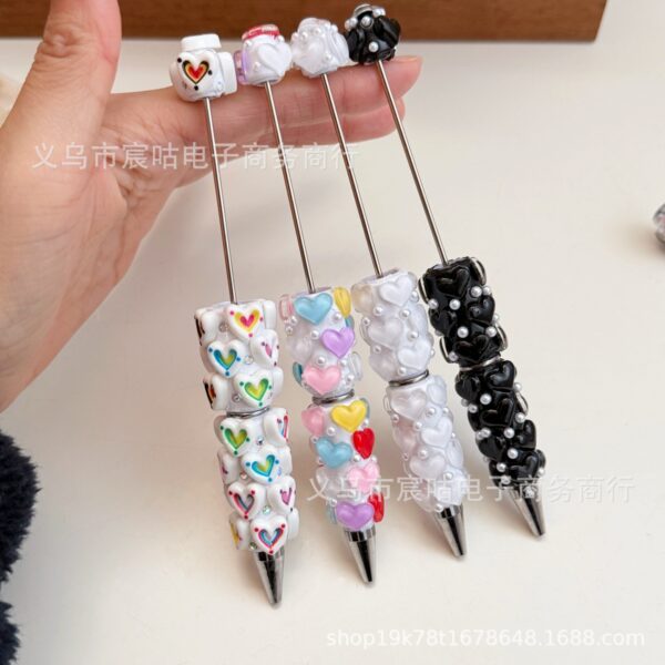O1CN01y9TXIn1g1bqnkbiji_2215525424082-0-cib Wholesale Heart-shaped Beaded Pen DIY Clay Beaded Pen