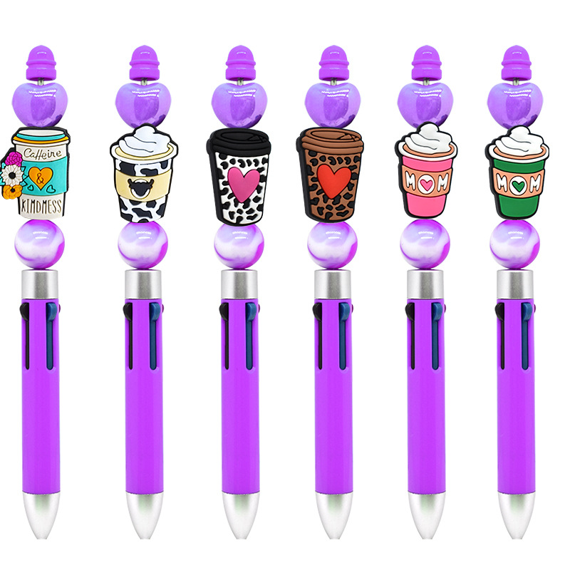 Wholesale Coee Milk Tea C Beaded Lanyard Soft Rubber Focal Beads