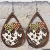 Wholesale Wooden hollow heart-shaped Valentine's Day pattern splicing earrings