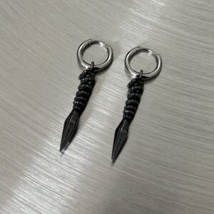 Wholesale Stainless steel retro puncture cross sword pendant earrings