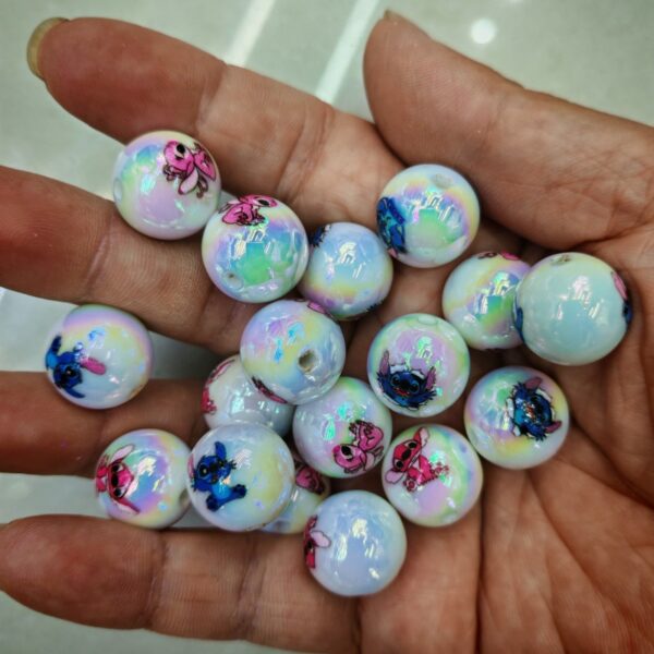 Wholesale 10pcs Color Plated Cartoon Round Acrylic Beads OLY Exclusive