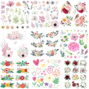 Wholesale Flowers Branches and Leaves UV DTF Ready to Press Transfers Wrap