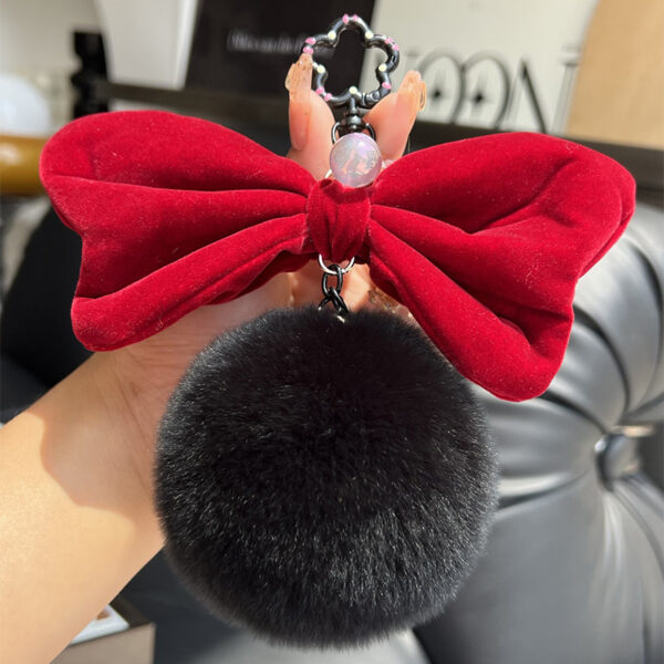Wholesale Rabbit hair ball big bow keychain