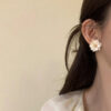 Wholesale Simulated Camellia Luxurious Feel Earrings