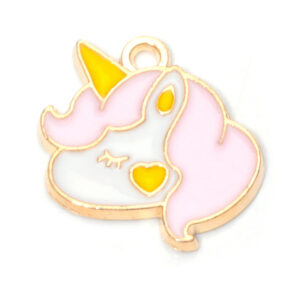 1 pink unicorn head oil drop pendant