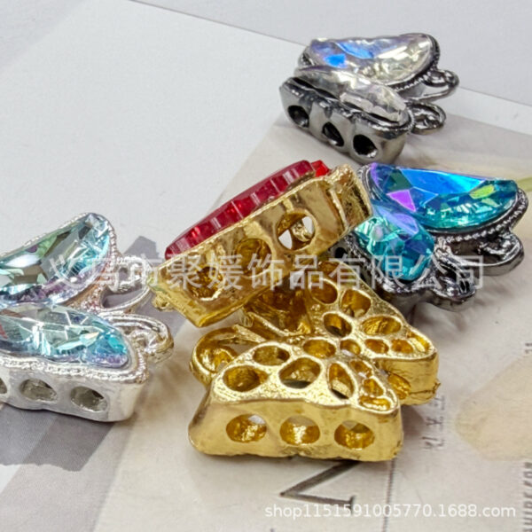 Wholesale Stereo Butterfly Inlaid Beads Eight-Hole Color Diamond 3D Crystal Beads