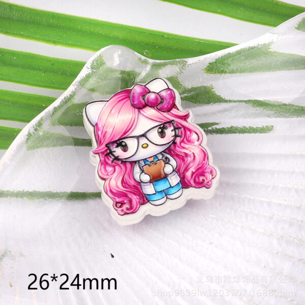 Wholesale 10pcs straight-hole cartoon cat animal DIY acrylic handmade beads OLY Exclusive