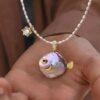 Wholesale Ocean Pearl Series Cute Pearl Fish Zircon Pendant Necklace