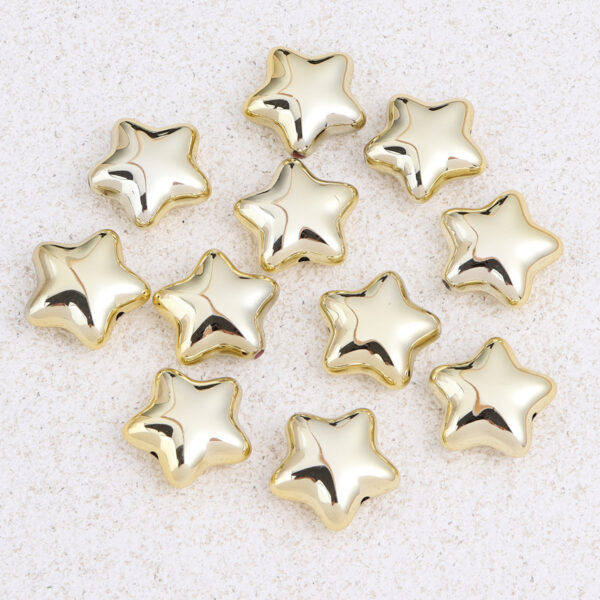 Wholesale 10pcs electroplated gold silver pentagram heart acrylic beads
