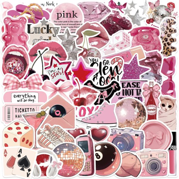 Wholesale 50pcs Cartoon Pink Daily Waterproof Vinyl Stickers
