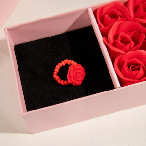 Wholesale Red Rose Resin Valentine's Day Ring