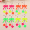 Wholesale Valentine's Day fluorescent bow heart acrylic earrings
