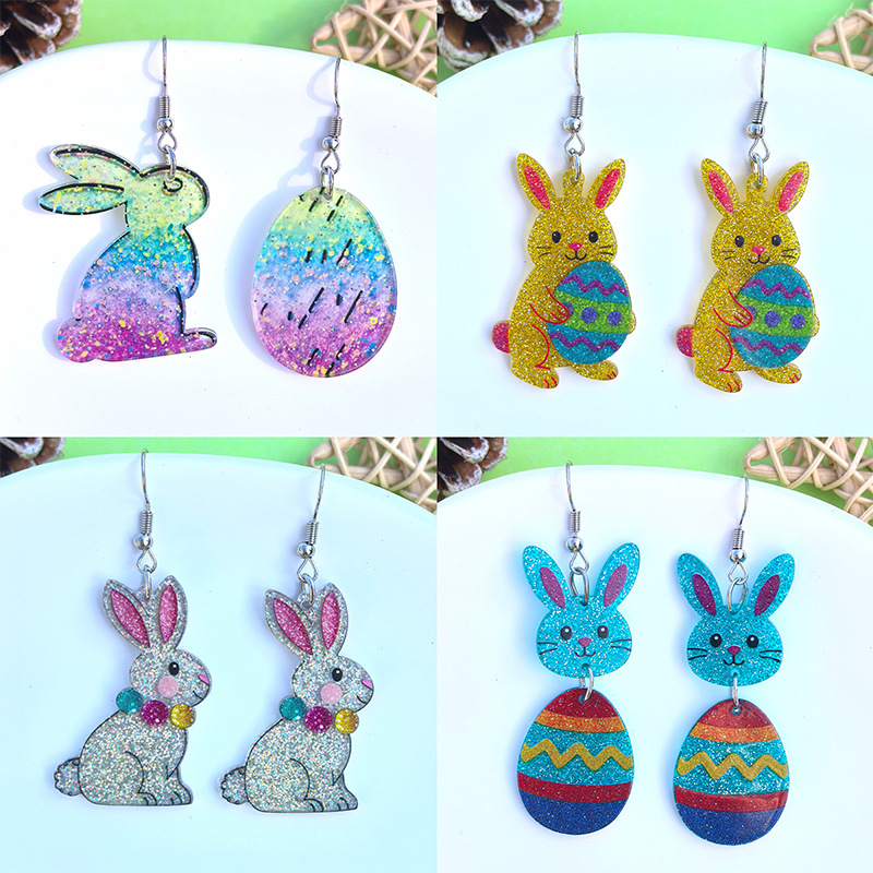 Wholesale Easter Bunny E Acrylic Earrings