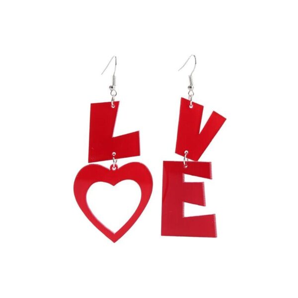 Wholesale Valentine's Day Pink Sequined LOVE acrylic earrings romantic personalized earrings
