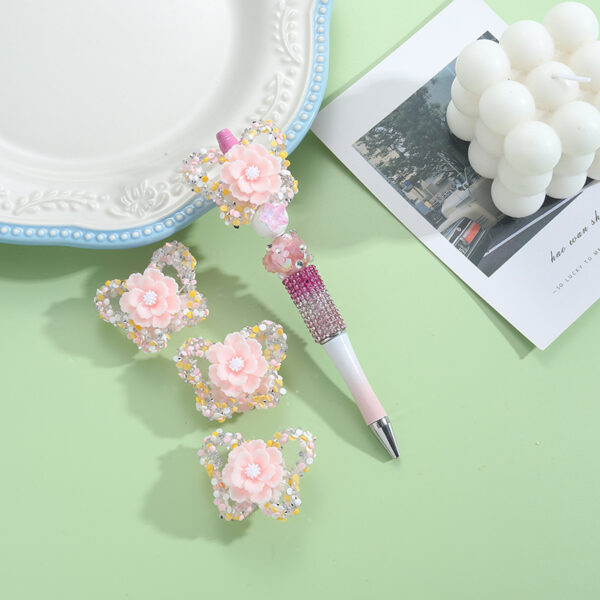 Wholesale 10pcs butterfly drill resin flower straight hole handmade loose beads