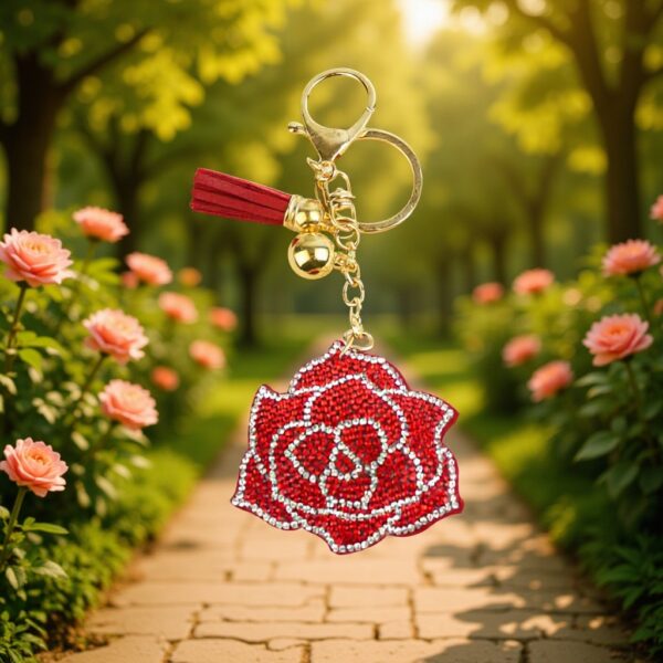 Wholesale Valentine's Day Multi-color Diamond Rose Flower Keychain