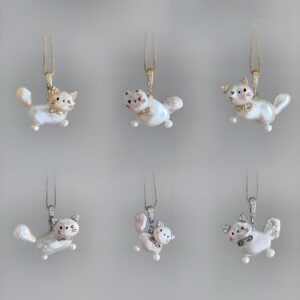 Wholesale Cartoon Cute Pet Pearl Cat Pendant