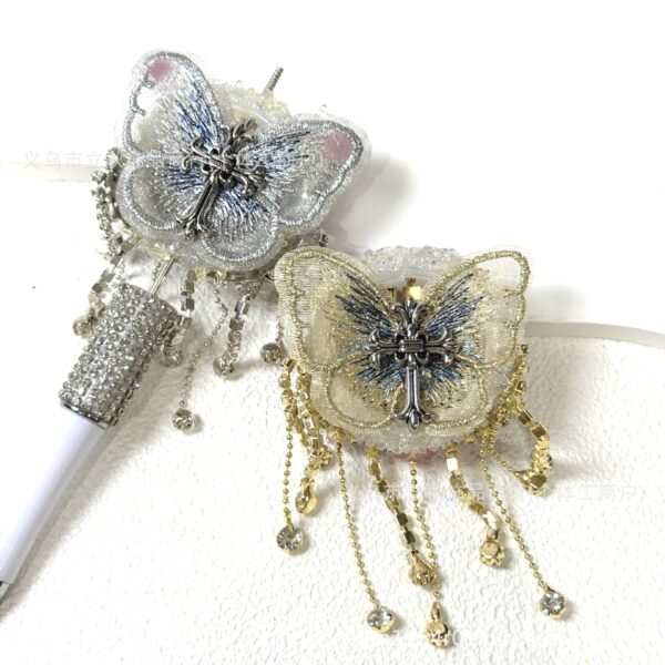 Wholesale Page-turning tassel chain scripture with three-dimensional inlaid diamonds and straight-hole beads