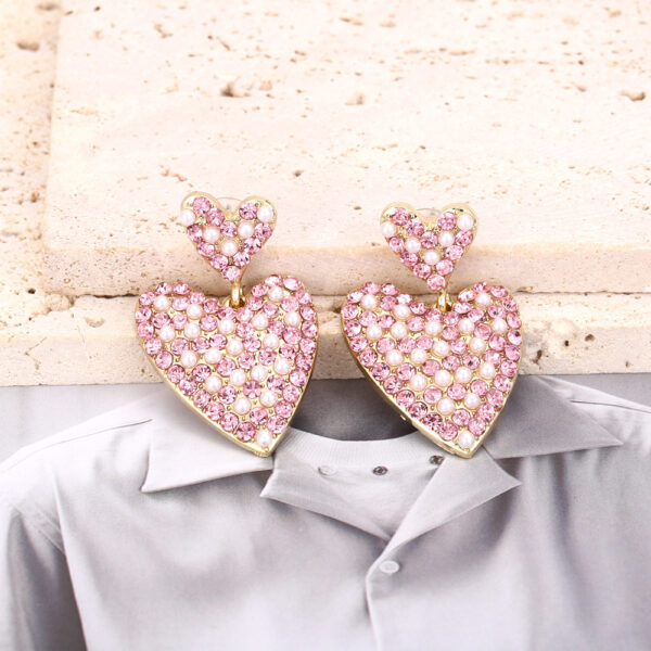 Wholesale love inlaid pearl diamond alloy earrings
