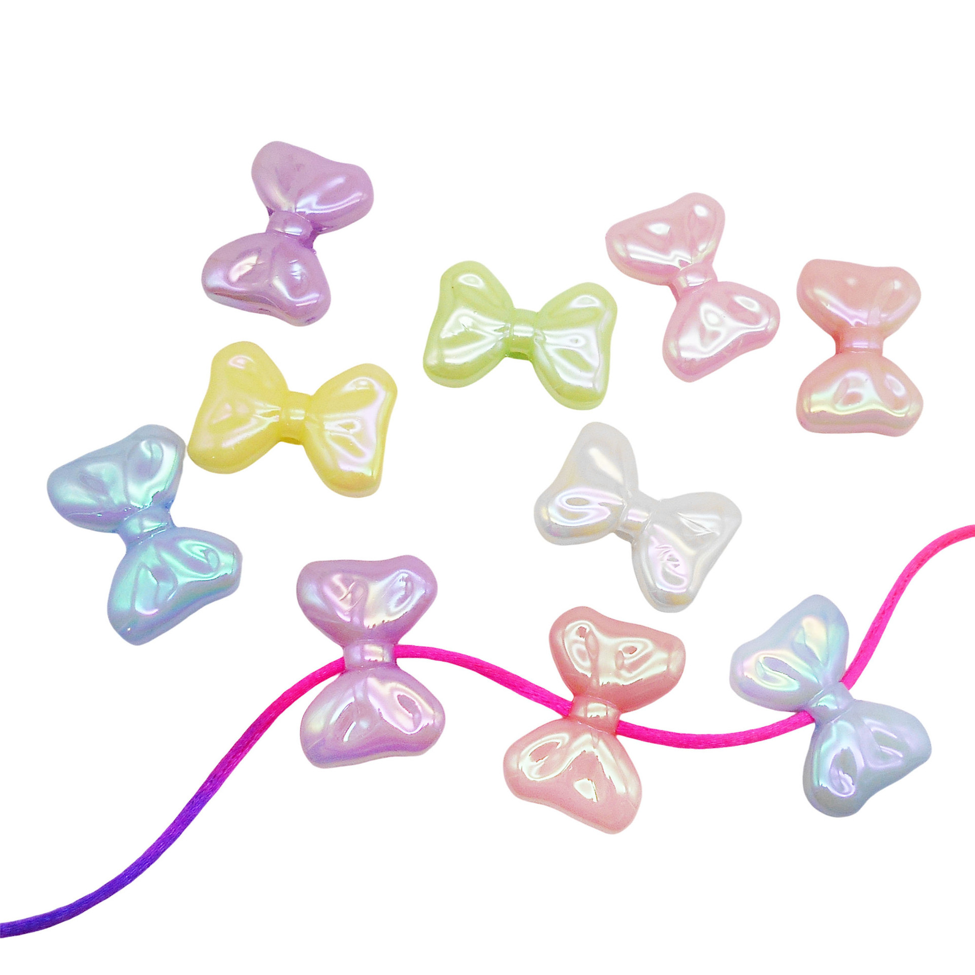 Wholesale Acrylic Plated Cartoon Bow Loose Acrylic Beads