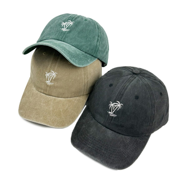 Wholesale Retro Washed Coconut Tree Embroidered Baseball Hat