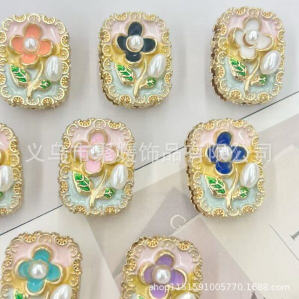 Wholesale 10pcs Oil painting style flowers pearls beads