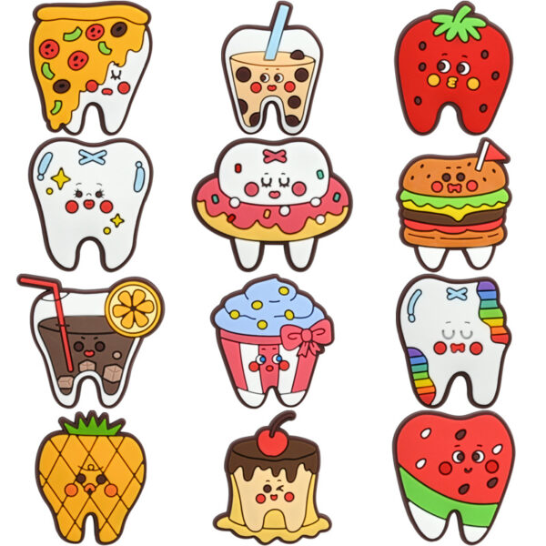 Wholesale Cute cartoon food teeth series Croc Charms