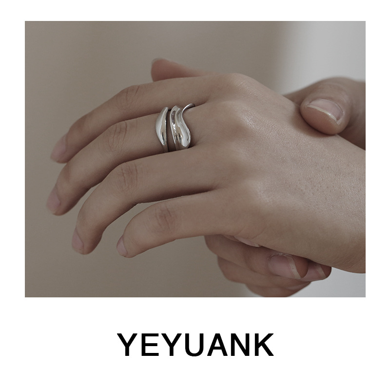 Wholesale metal sier irregular hollow wave pattern open ring