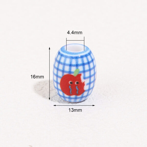 Wholesale 10pcs color printed apple oval acrylic beads