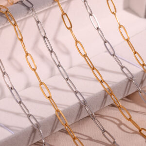 4.4mm paper clip chain-steel color necklace -40cm +5cm