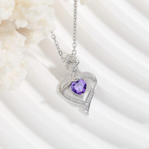 Platinum purple diamond necklace