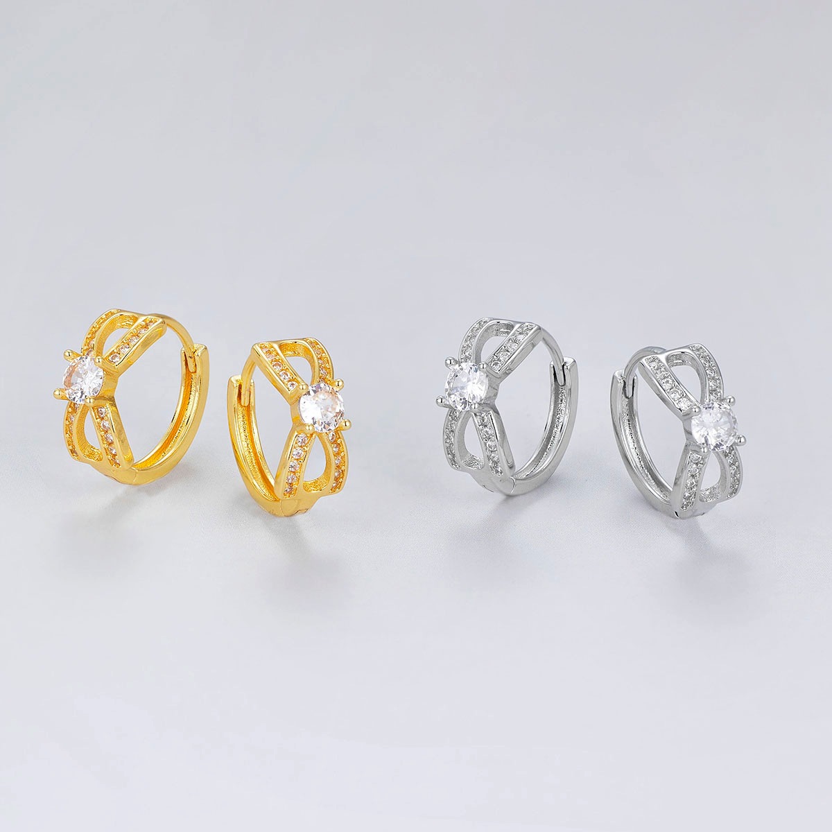 Wholesale Zircon Bow Earrings, Niche Design