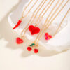 Wholesale Drip Oil Love Cherry Water Diamond Valentine's Day Necklace