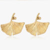 Wholesale Golden Ginkgo Leaf Alloy Leaf Earrings