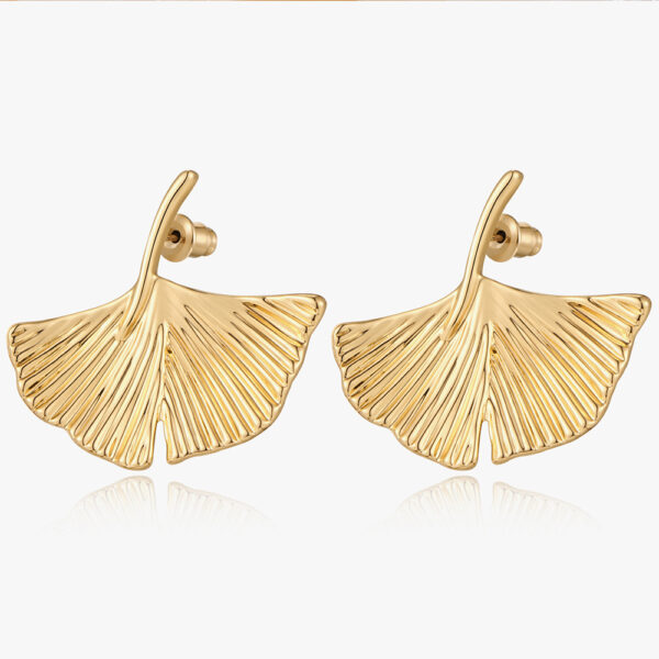 Wholesale Golden Ginkgo Leaf Alloy Leaf Earrings