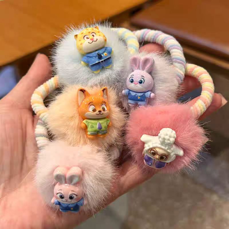 Wholesale Cartoon animal cute rabbit plush ball hair rope