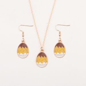 Wholesale Easter egg rabbit spotted striped flower necklace set