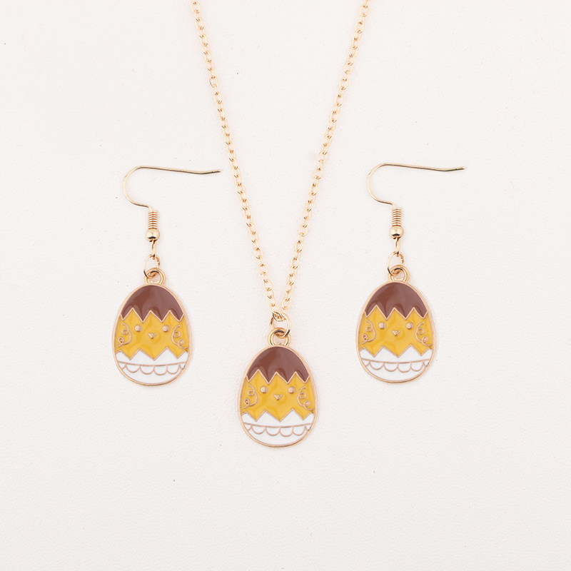Wholesale Easter e rabbit stted striped flower necklace set