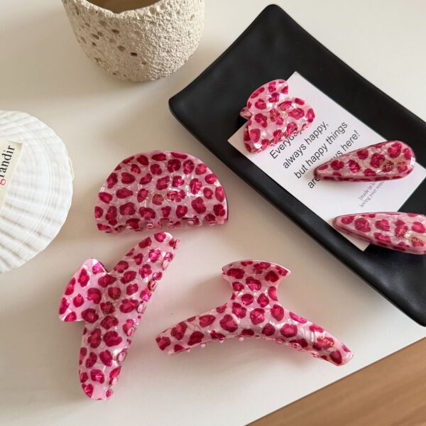 Wholesale Pink leopard print shark clip acrylic hair clip