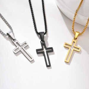 Wholesale Creative hollow cross pearl chain necklace